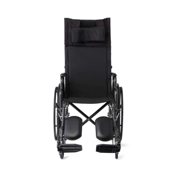 A wheelchair with the seat folded down.