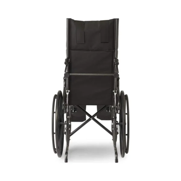 A wheelchair with the back folded down.