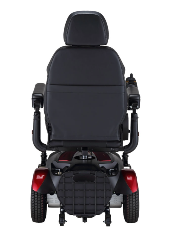 A back view of the seat on a power chair.