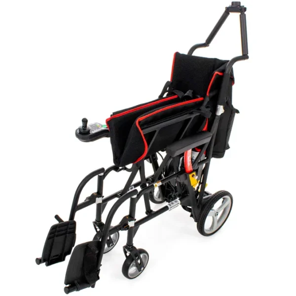 A wheelchair with wheels and handles on it.