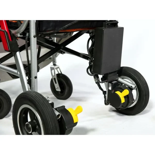 A close up of the wheels on a wheelchair