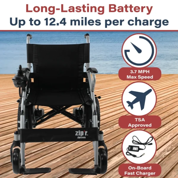 A picture of the long lasting battery for an electric wheelchair.