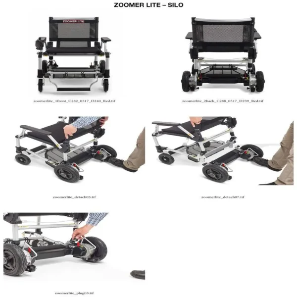 A series of images showing the different positions for the scooter.