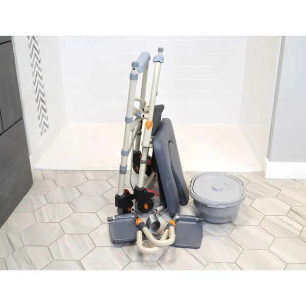 A white tiled floor with a bunch of tools