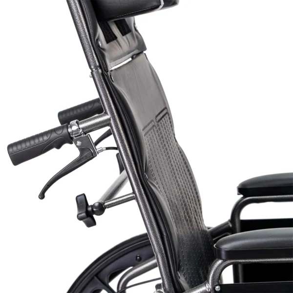 A close up of the back rest on a wheelchair