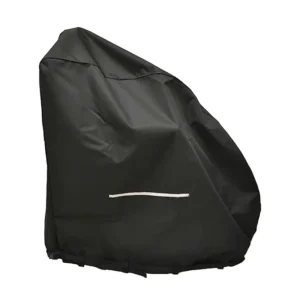 A black cover is sitting on top of a chair.