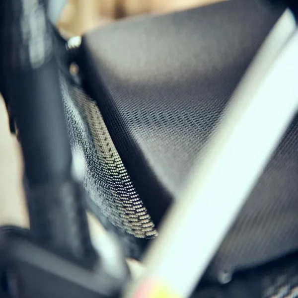 A close up of the seat on a motorcycle